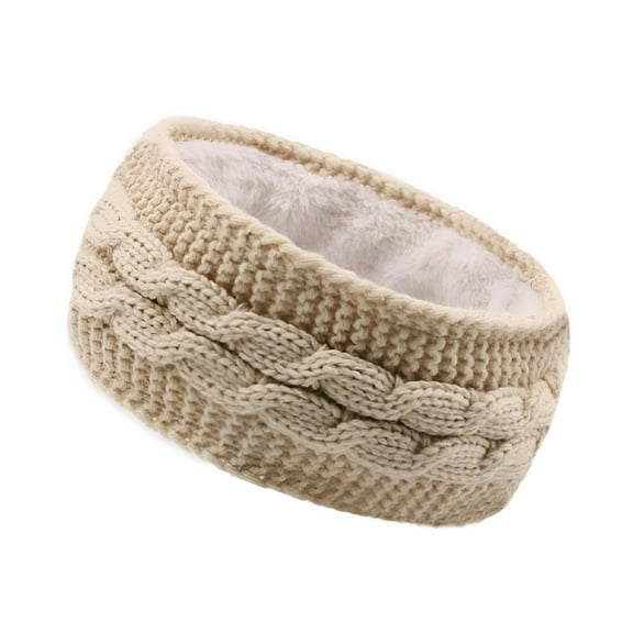 TELOLY Headbands for Women Winter Warm Cable Knit Ear Warmer Thick Head Wrap Fuzzy Fleece Lined