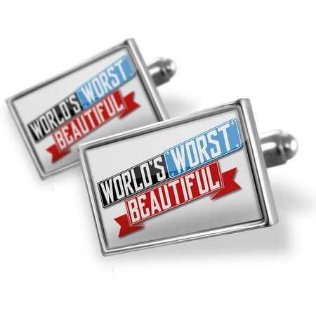 Cufflinks Funny Worlds worst Beautiful - NEONBLOND