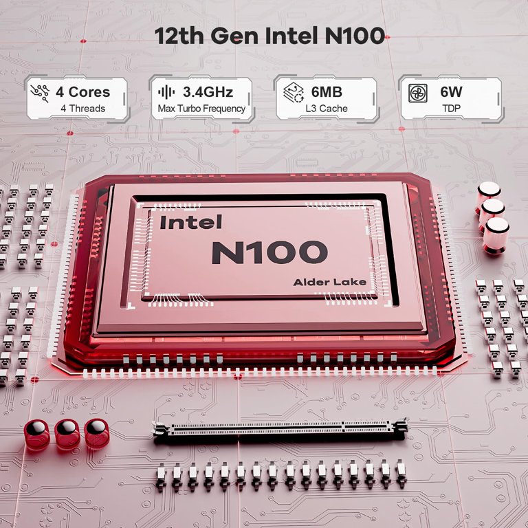 Nimo Mini PC, Intel Pentium Quad-Core N100 (Up to 3.4GHz), 16GB