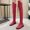 Hot Pink, variant on Women's Knee High Boots Round Toe Flat Low Heel Lace Up Tall Booties Faux Suede Casual Daily Wear Soft Comfy Shoes Fall Winter Botines Mujer