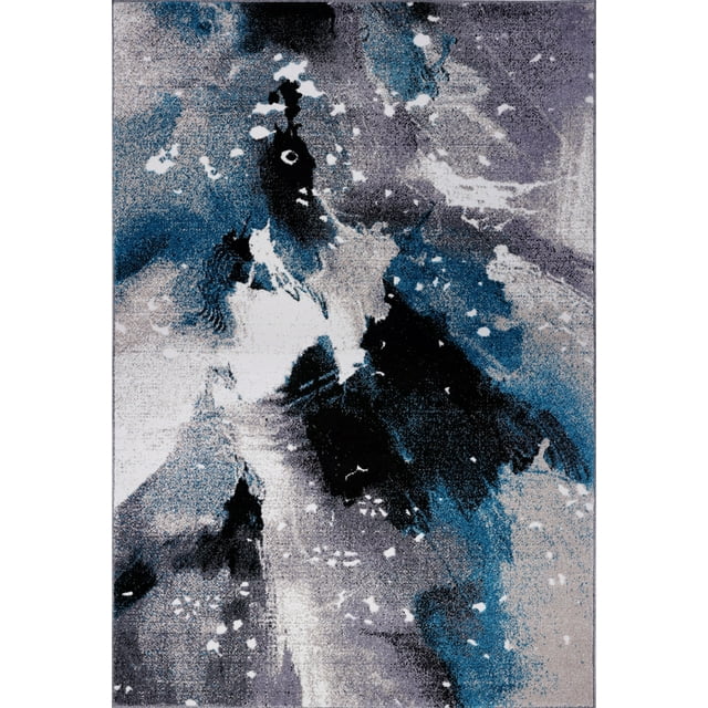 Ladole Rugs Gris Noir Bleu Tapis de Grande Taille pour Salon Taille