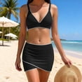 thumbnail image 6 of Gamivast Swimsuits for Women Bikini Sets 2 Pieces Push up V-Neck Scalloped Trim Skirted Bottom Side Tie High Waisted Bikini Beach Tummy Control Swimwear Cruise, 6 of 6