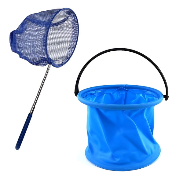 BESTSKY Kid Telescopic Butterfly Fishing Net Bucket Catching Bug Insect Toy (Blue)