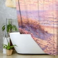 thumbnail image 3 of Beach Shower Curtain, Pink Oil Painting Ocean Sky Summer Hawaiian Coastal Seagull Beachy Nature Landscape Scenery Seaside Fabric Polyester Waterproof Bath Shower Curtains Decor with Hook, 3 of 4