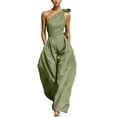thumbnail image 2 of Smsaxvxz Women's Summer Rompers Fashion Solid Off-Shoulder Sleeveless Wide Leg Jumpsuit Casual Clothes Green M, 2 of 10