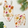 thumbnail image 4 of SEANATIVE 7-8 Years Girls One Piece Swimsuit One-Piece Bathing Suit with Mesh Skirt Cover Up Cut Out Stretchy Swimwear for Kids Children Teens, Beige Flower Leaf, 4 of 7