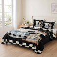 thumbnail image 2 of King Quilt Set 96''x106'', Chef Gnomes Lightweight Summer Bedspread Coverlet Set with 2 Pillow Shams, Black White Plaid Dessert Maker Cake Breathable All Season Quilt Bedding for Bedroom/Guest Room, 2 of 9