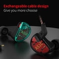 thumbnail image 4 of Auriculares con cable KZ AS 103.5 mm Jack Armadura equilibrada Auriculares deportivos Cable desmontable 2 pines Auriculares estéreo portátiles de viaje Sonido Azul Negro con micrófono Inevent EL005372-03B, 4 of 7