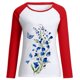 thumbnail image 4 of Moda Mujer Primavera Otoño Patchwork Impreso Mangas Largas Cuello Redondo Casual Tee Tops Fridja hkj3068, 4 of 6