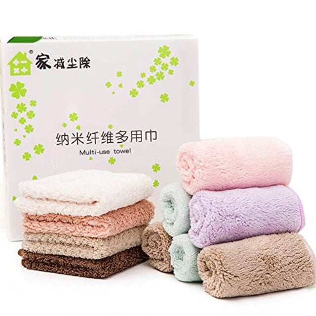 Kitchen Cleaning Cloths for All Purpose Dish Washing Soft and Super Absorbent Pack of 10 Coral Fleece Wash Towels HaloVa Dish Cloths