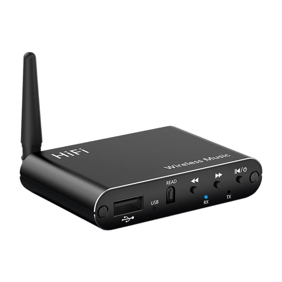 Adaptador de audio compatible con Bluetooth 5.4, receptor de audio estéreo HiFi auxiliar de 3,5 mm, reproducción de BT/U-Disk con control remoto para TV y estéreo doméstico