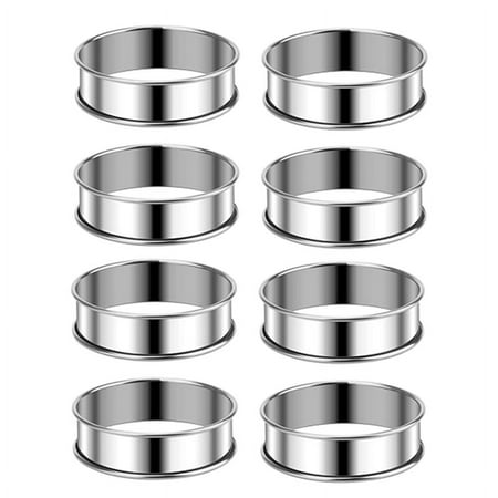 

3.15 Inch Muffin Rings Crumpet Rings 8Pcs Stainless Steel Muffin Rings Double Rolled Tart Rings Round Tart Ring