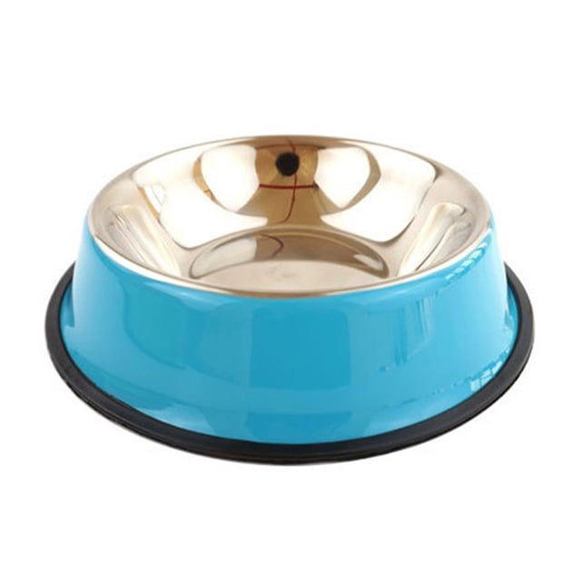 Methold Tazón de acero inoxidable para comida de perro, cachorro, gato, de agua, herramienta alimentadora de alimentación Suministros para perros azul 26CM