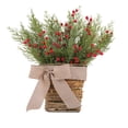 thumbnail image 2 of Cesta de Flores de Frutos Rojos de Simulación Navideña para Colgar En La Pared, Cesta de Enredaderas de Flores de Simulación para El Hogar, Decoración Navideña para Colgar En La Puerta, Corona de Flo, 2 of 7