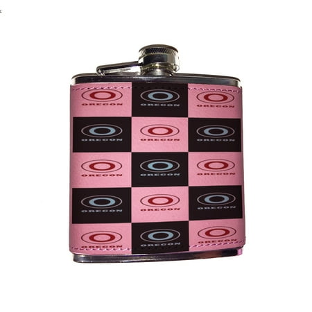 Pattern Flask - KuzmarK Pink Leather Flask - Oregon_1 Pattern Art