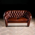 thumbnail image 2 of NauticalMart Vintage Leather Loveseat Aviator Couch Aluminum Industrial Sofa Home Decor Furniture, 2 of 3