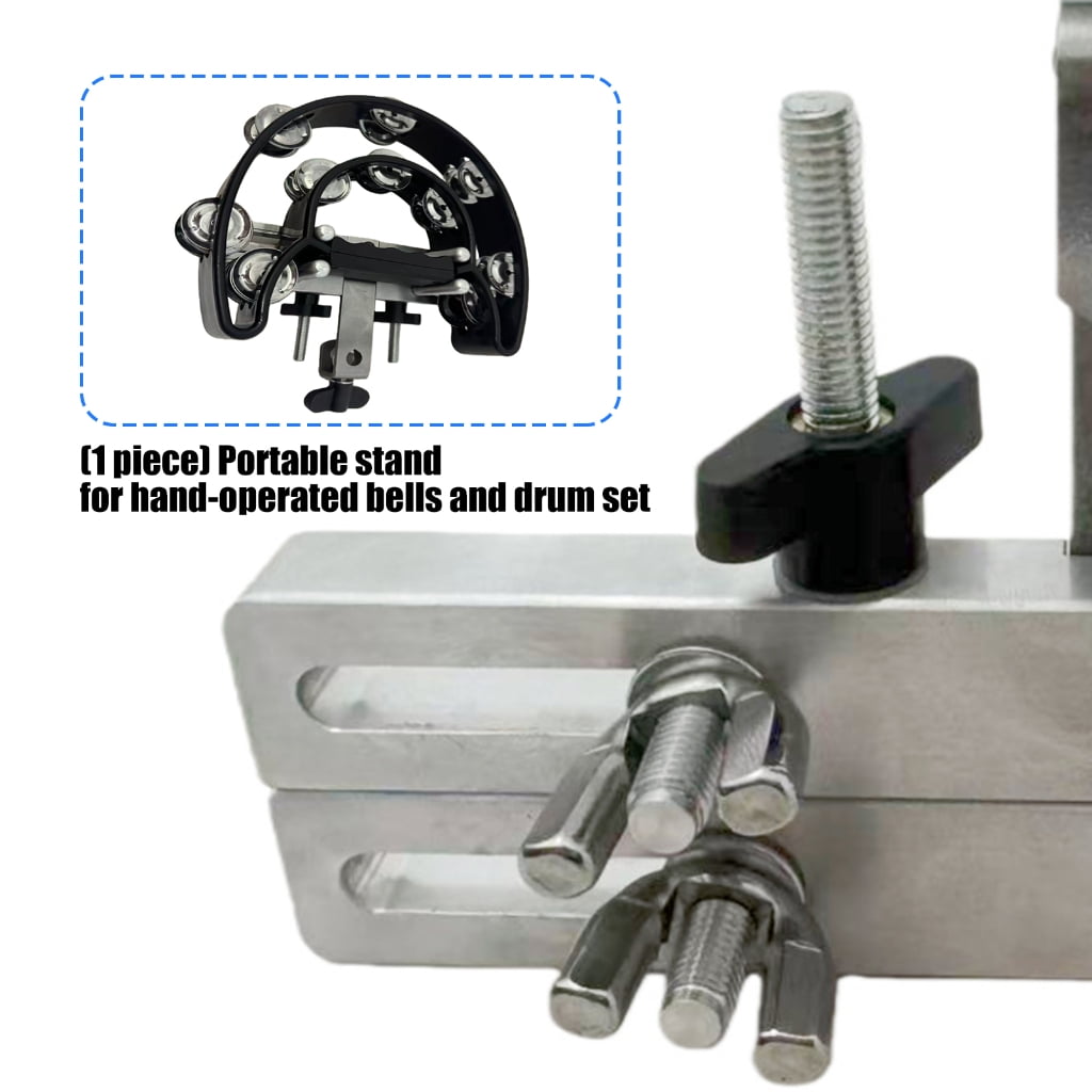 Quick Setup Tambourine Stand Portable Foldable Design Height Adjustable Rotating Knob Metal Base with Secure Grip Clamp