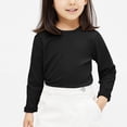 thumbnail image 2 of Povozer Cotton Girls Boys Long Sleeve Shirts Toddlers Crewneck Tee(Black,3-4Y), 2 of 4