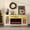 White, variant on Greenstell The TV cabinet features a fireplace, two cabinet doors, an open storage space, LED lights, and a charging outlet, Black