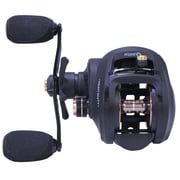 Quantum Smoke Heavy Duty Baitcast Fishing Reel, Size 200 Left-Hand Retrieve, Strong Aluminum Frame and Gear Side Cover, Zero Friction Spool Design, 7-Bearing System, Black