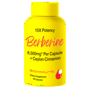 BioImmune Berberine Supplement 15X Potency, Ceylon Cinnamon for Enhanced Absorption & Synergistic Effects.  8,500mg Per Capsule