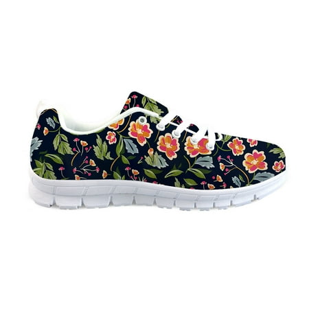 

Girls Shoes with Green Leaves and Flowers Pattern Sneakers Ladies Mesh Footwear Spring Flats 3D Full Print Running Shoe