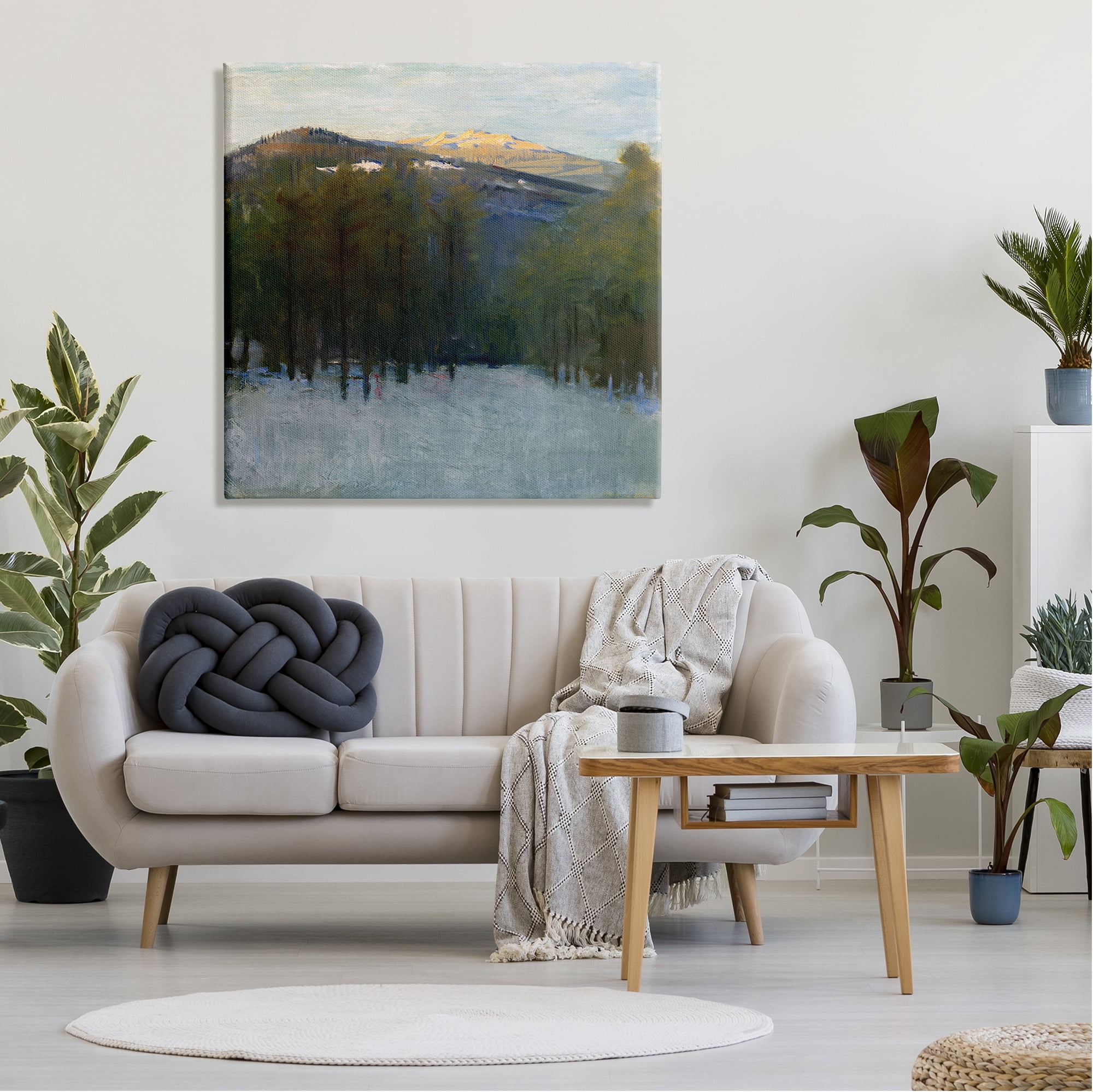 Stupell Industries Winter Mountain Scenery Landscape Painting Gallery Wrapped Canvas Art Print Wall Art, 36 x 36