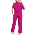thumbnail image 5 of Scrubs for Women and Men Set – Medical Uniform, Binding Top and Drawstring Pants Scrub Sets Hot Pink M, 5 of 5