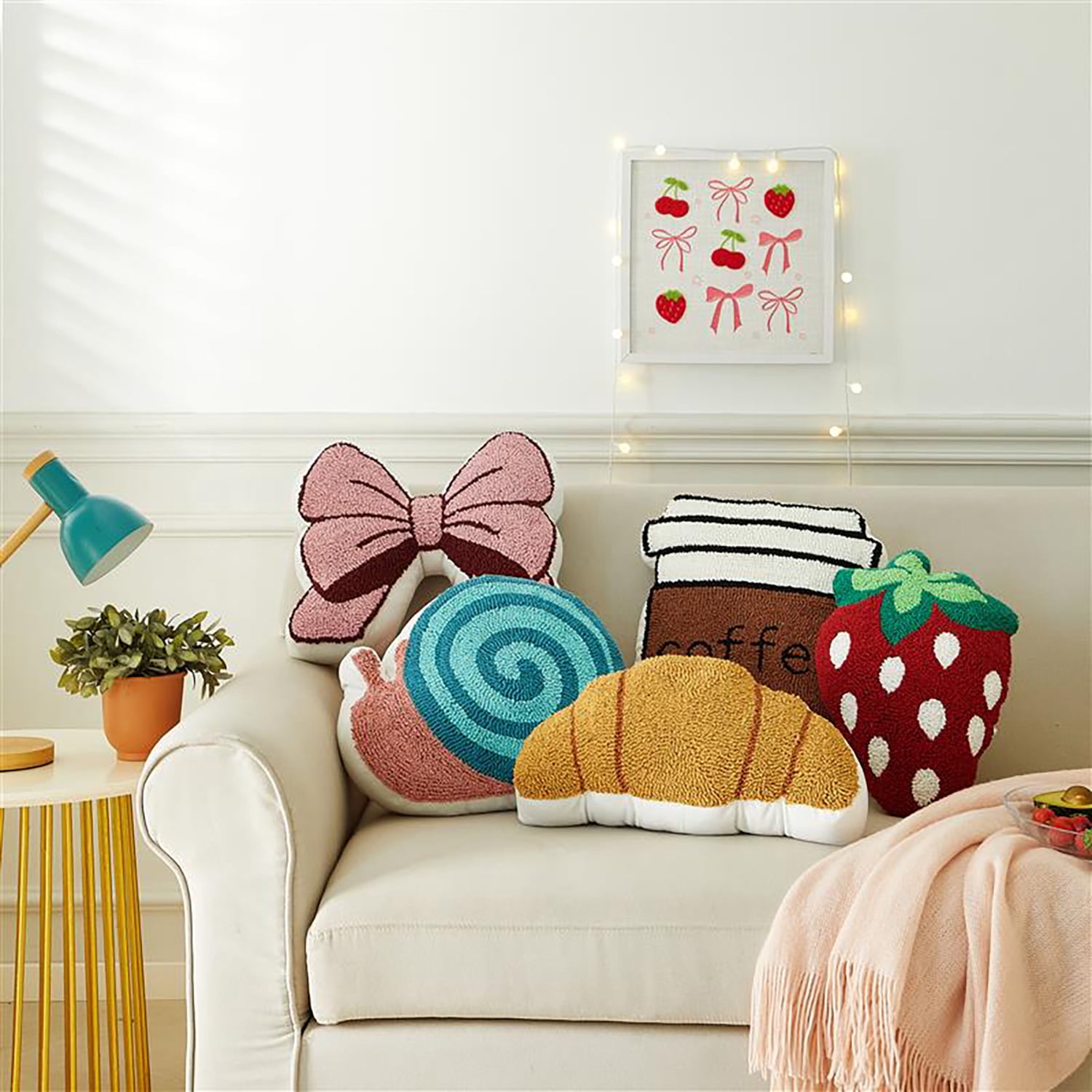 Mainstays Strawberry Shaped Decorative Throw Pillow for Teens/Adults – 17" x 12"