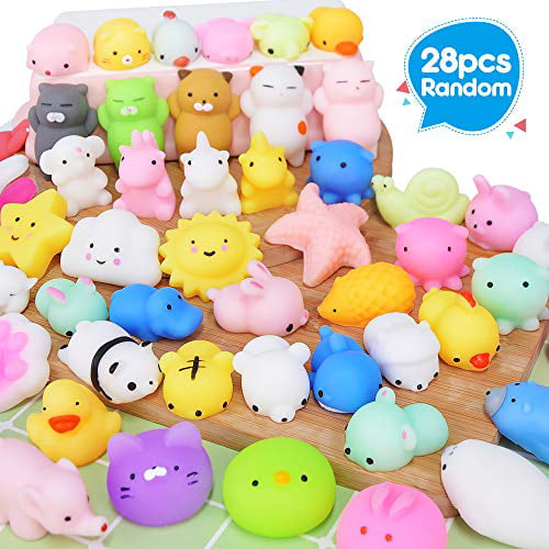 100Pcs Mochi Squishy Toy Party Favors for Kid Animal Squishies Kawaii Mini Squishies Classroom Prizes Stress Relief Toy Halloween Treats Goodie Bag Filler Valentines for Boy Girl Random 