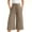 Khaki, variant on Frostluinai Flowy Pants for Women Wide Straight Leg Stretch High Waist Drawstring Casual Loose Cropped Pants Lightweight Solid Color Capris with Pockets