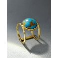 thumbnail image 4 of Womens Simple Geometric Metal Alloy Ring with Turquoise Inlay Unique and Stylish Design for Everyday Wear or Special Occasions, 4 of 5