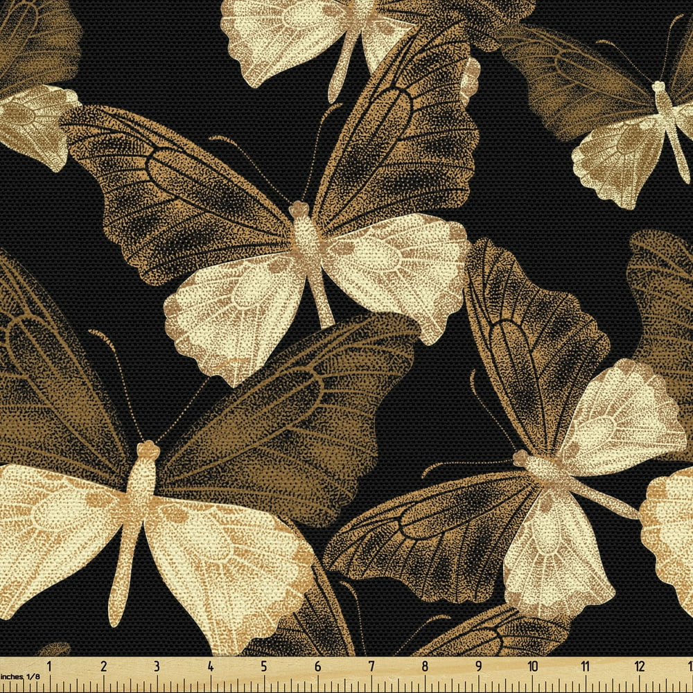 Butterfly Upholstery Fabric by the Yard, Pattern of Exotic Tropical
