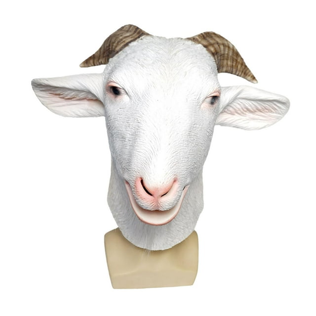 Máscara de cabeza de cabra, divertida máscara de animal de fantasía para espectáculos, disfraces y Halloween.