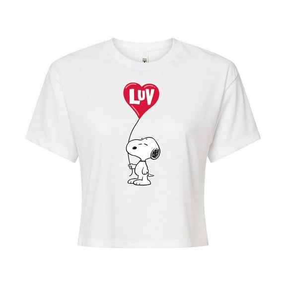 Peanuts - Snoopy Luv - Juniors Cropped Cotton Blend T - Shirt