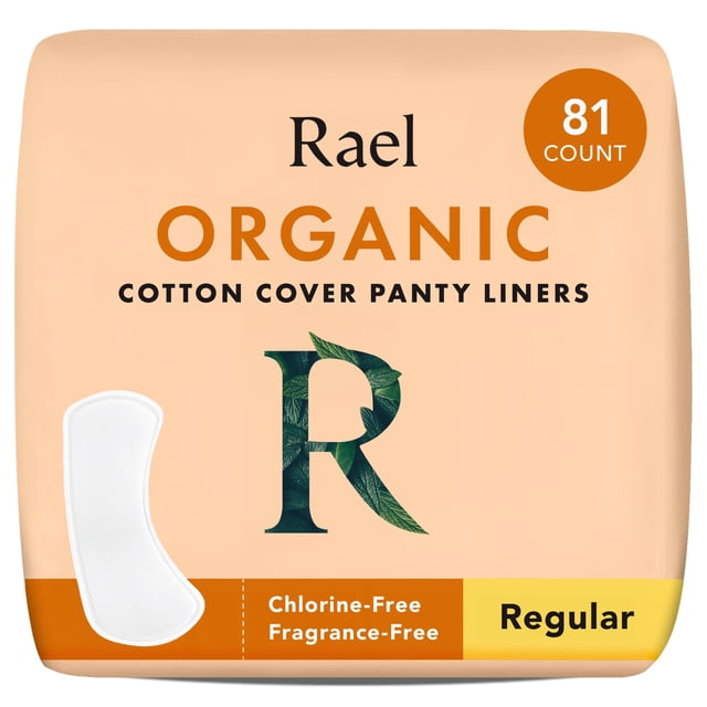 Panty Liners Rael de algodón orgánico, regulares, 81 unidades, para mujer