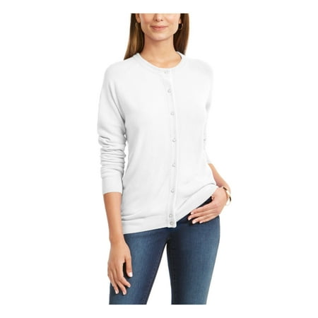 KAREN SCOTT $49 Womens New White Button Up Sweater PS Petites B+B