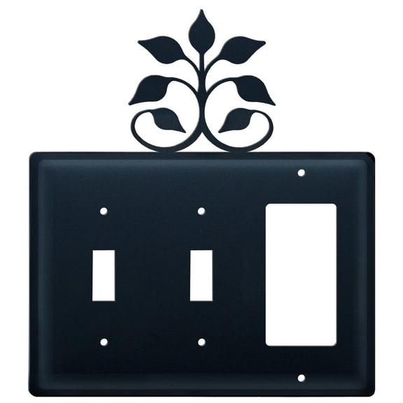 1 GFI and 2 Switch Cover with Leaves Accent, Black