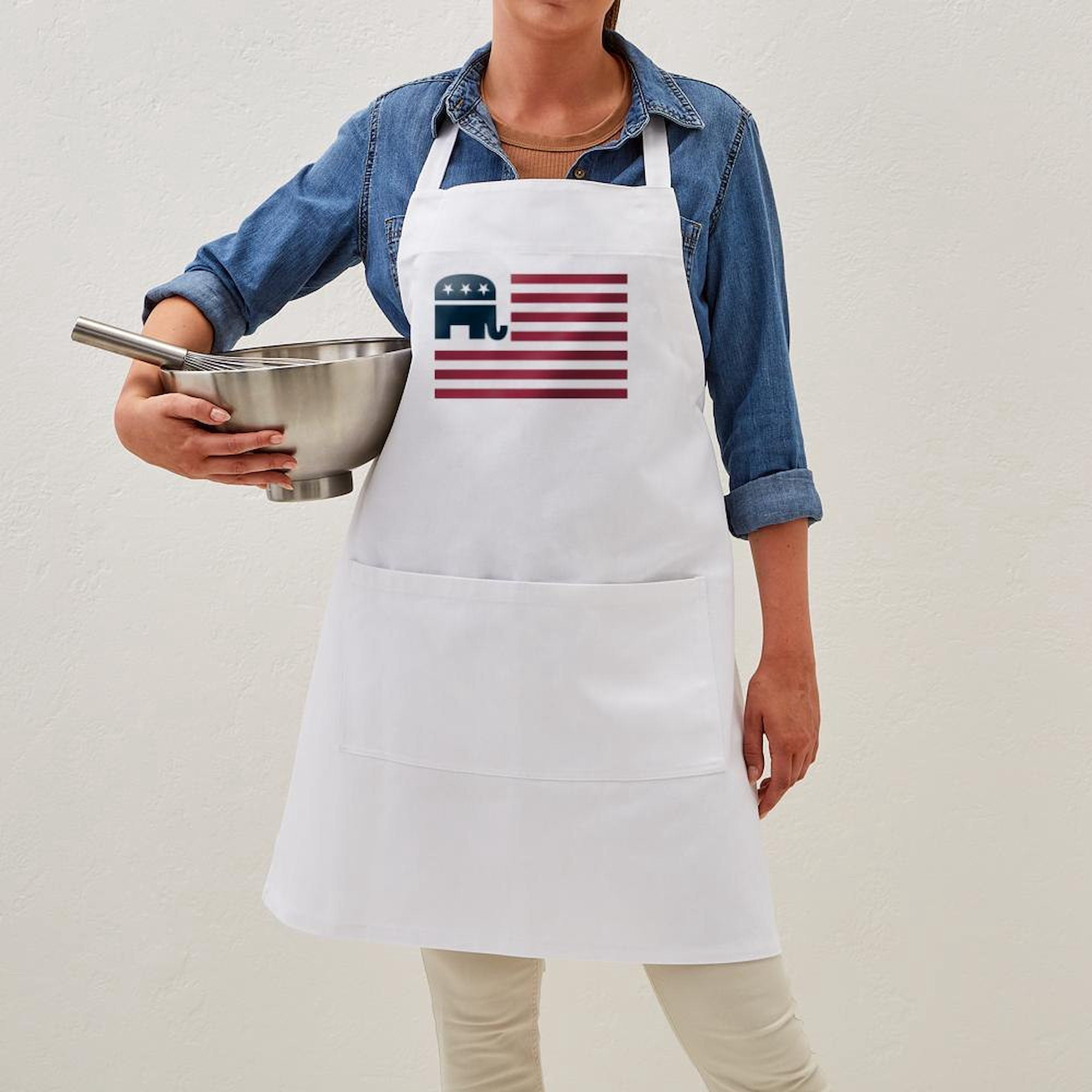 CafePress - GOP Flag BBQ - Kitchen Apron with Pockets, Grilling Apron, Baking Apron