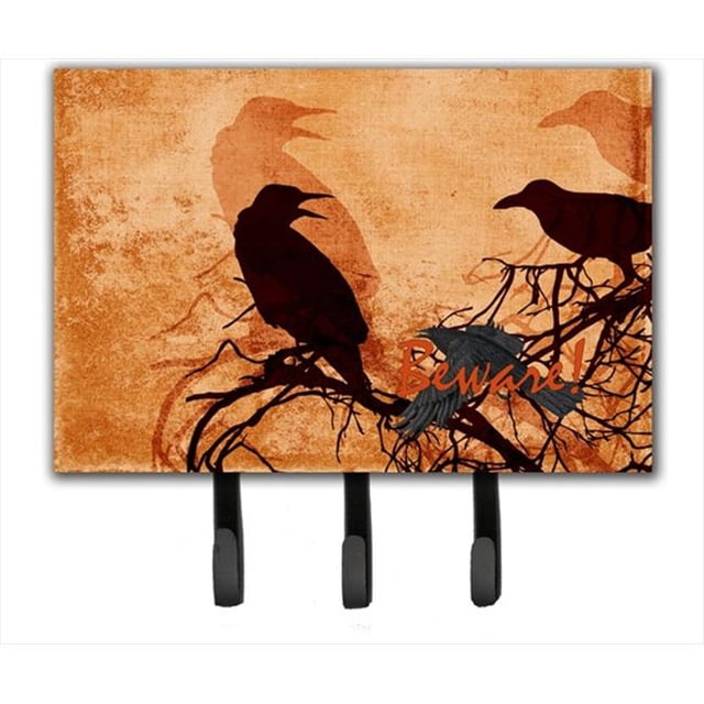 6 x 9 In. Beware of the Black Crows Halloween Leash or Key Holder