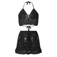 thumbnail image 5 of BYHONG Womens Crocheted Hollowed Out Two Piece Summer Bikini Beach Wear Swimsuit Black_002 XL, 5 of 6