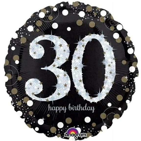 18 inch Sparkling Birthday 30 Anagram Foil Mylar Balloon - Party Supplies Decorations