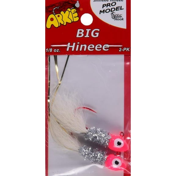 Arkie Pro Model Big Hineee Hook, Pink & White, 1/8 Oz., 2 Count