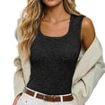 thumbnail image 4 of WEIWEN Womens Tank Tops with Built in Bras Casual Sleeveless Shirts Stretchy Fitted Athletic Workout Camisole Fitted Basic Tee 2026 Trendy Summer Clothes Black, XXL, 4 of 6