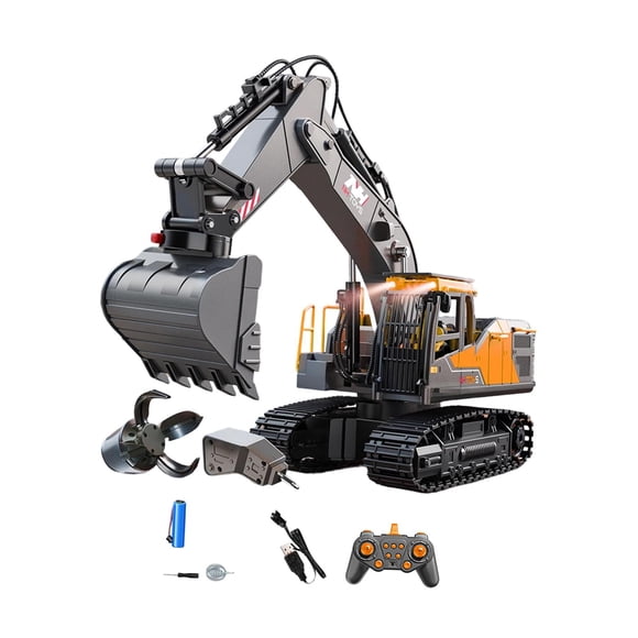 Excavadora de control remoto, juguete de construcción, camión de construcción RC para niños amarillo