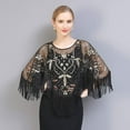 thumbnail image 2 of Pntutb Womens Clearance,Women's 1920S Shawl Beaded Sequin Deco Evening Cape Bolero Flapper Cover Up Rollback, 2 of 6