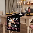 thumbnail image 2 of Giraffes Flowers Table Runner, A Girl Who Likes Giraffes Elegant Animals Black Cotton Linen Table Runners 90 Inches Long, Dresser Scarf Runner for Dining/Coffee/Kitchen/Hallway Tables 13''x90'', 2 of 9
