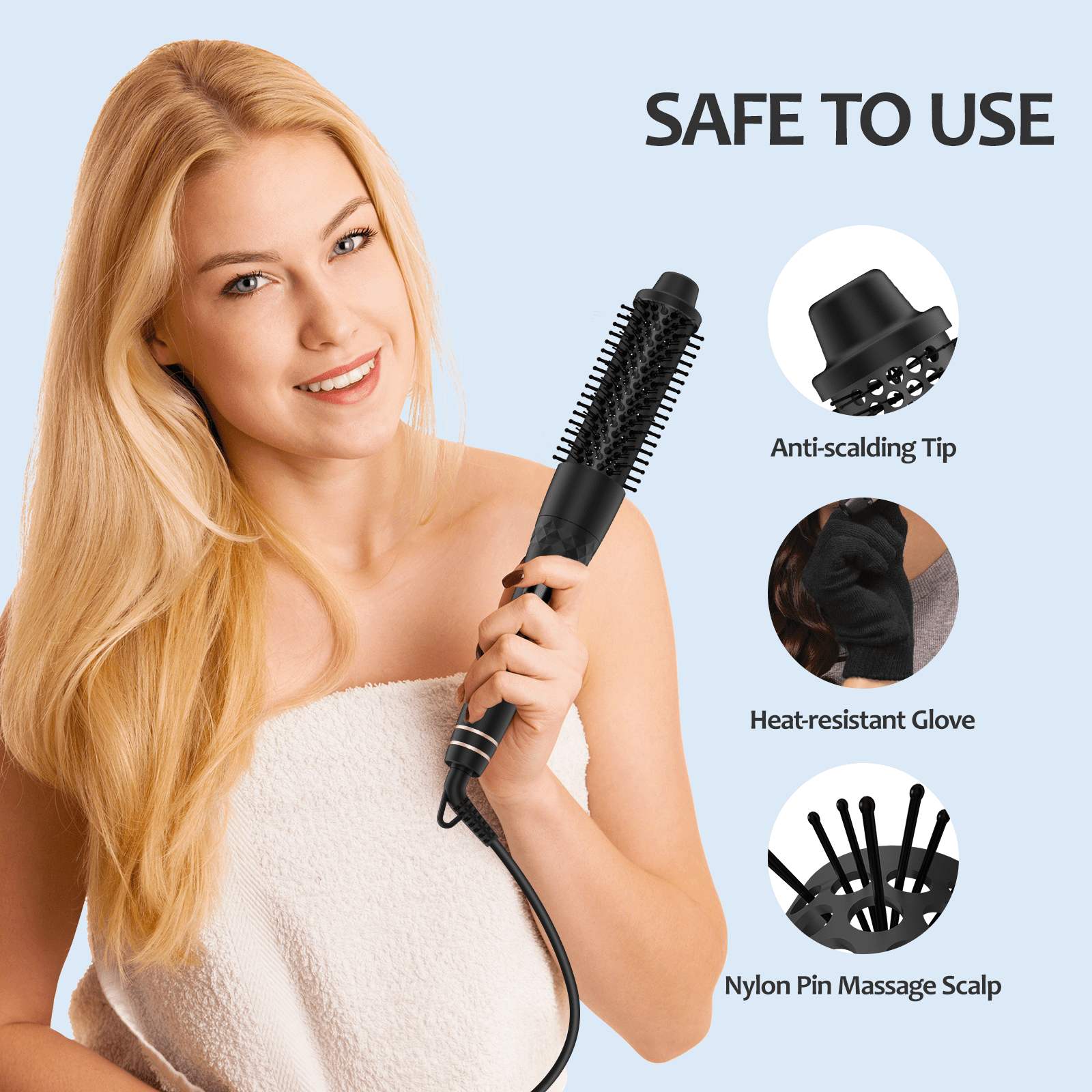 NWOT Tool Science Curling Wand Set with Attachments 5 in 1 Curling Wand Set - Fast Heating Thermal Brush with 4  main image 4