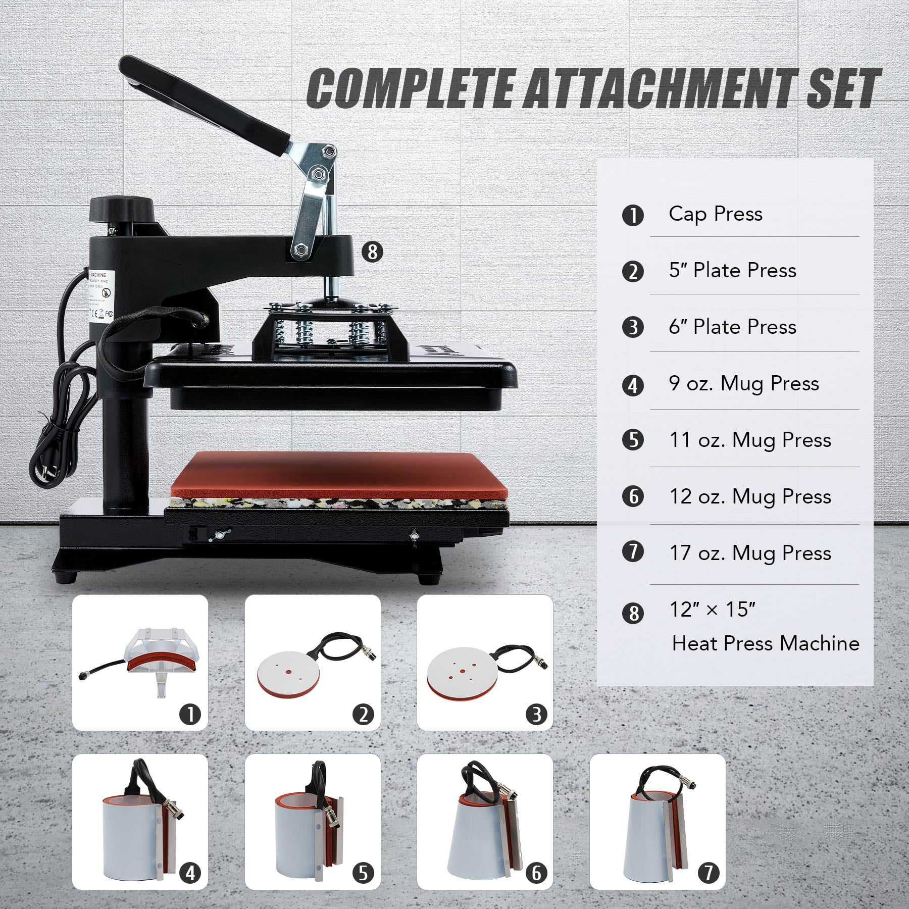 8in1 480F 12x15 Heat Press Machine with 360 Swivel Free Shirts