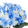 thumbnail image 2 of Enova Home Artificial Flowers Silk Hydrangea Fake Flowers Arrangement in Rectangle Glass Vase with Faux Water for Home Office Wedding Decoration (Blue Cream), 2 of 3